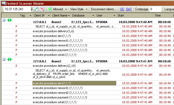 FBScanner monitors connections and queries of Firebird and InterBase