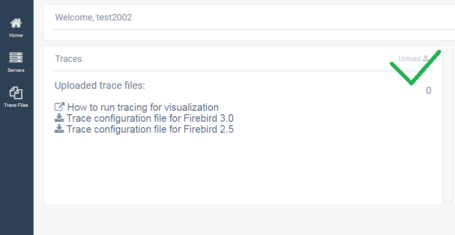 Vyberte Upload trace